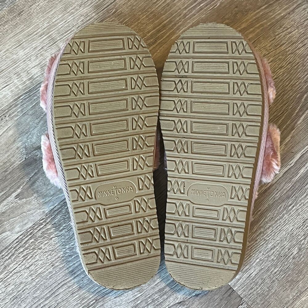 Minnetonka London Plush Slide Slipper Pink Ultrasoft Womens 5 - Picture 7 of 8